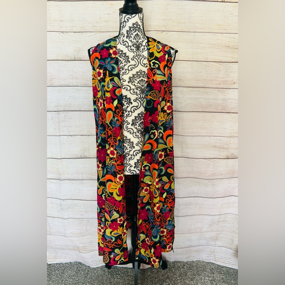 LulaRoe Women’s Joy Colorful Boho Floral Lightweight Open Front Cardigan S NWOT